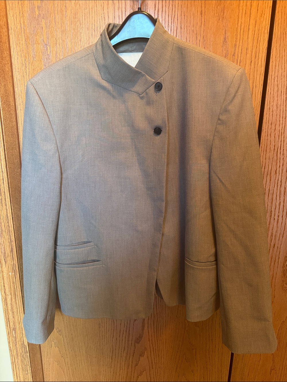 Zara Tan Stand-Collar Blazer Jacket